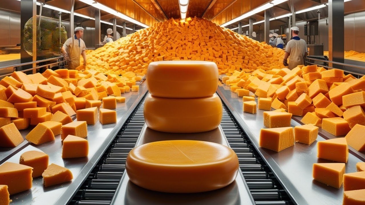 Como o QUEIJO CHEDDAR é feito - Processo Industrial