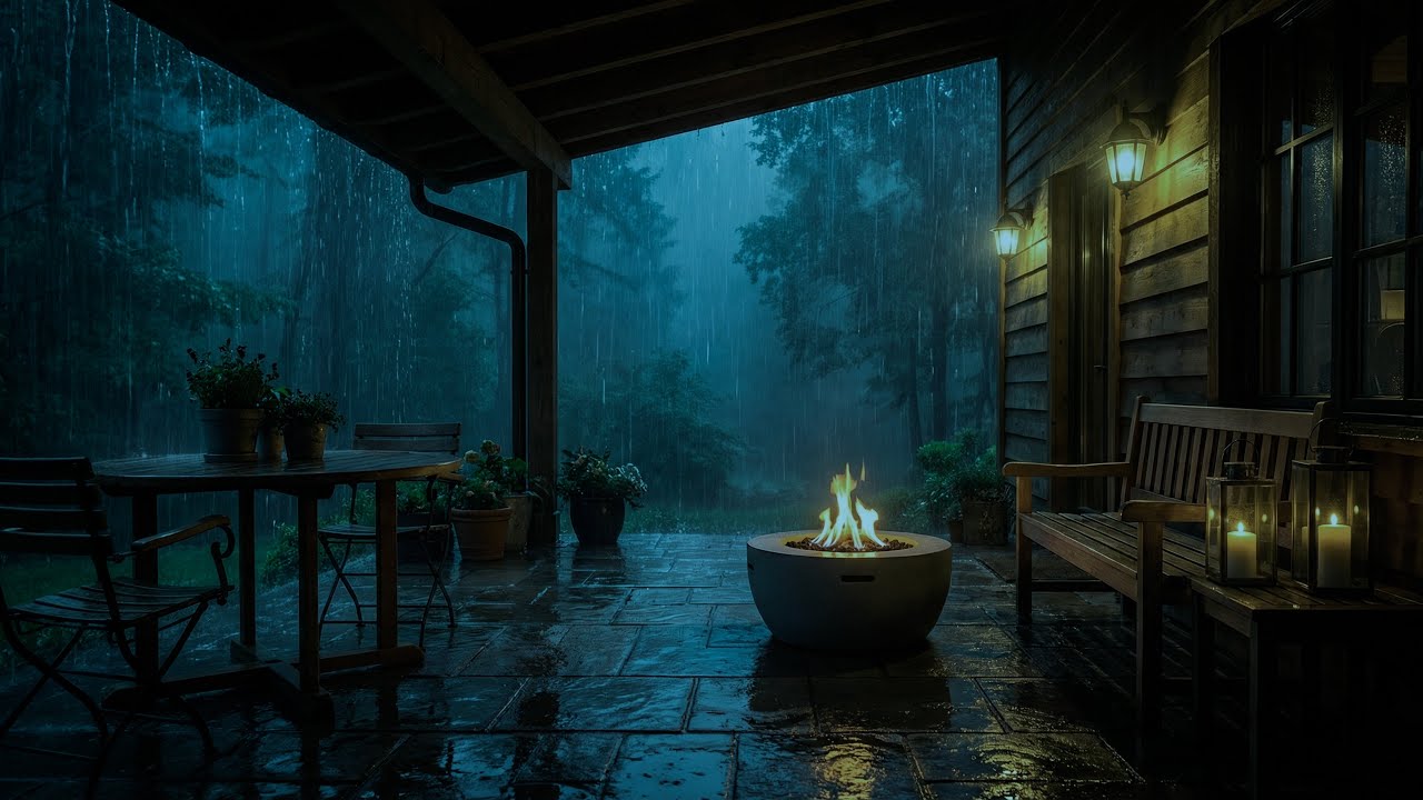 Rain on a Wood Deck: Relaxing Thunderstorm for Studying