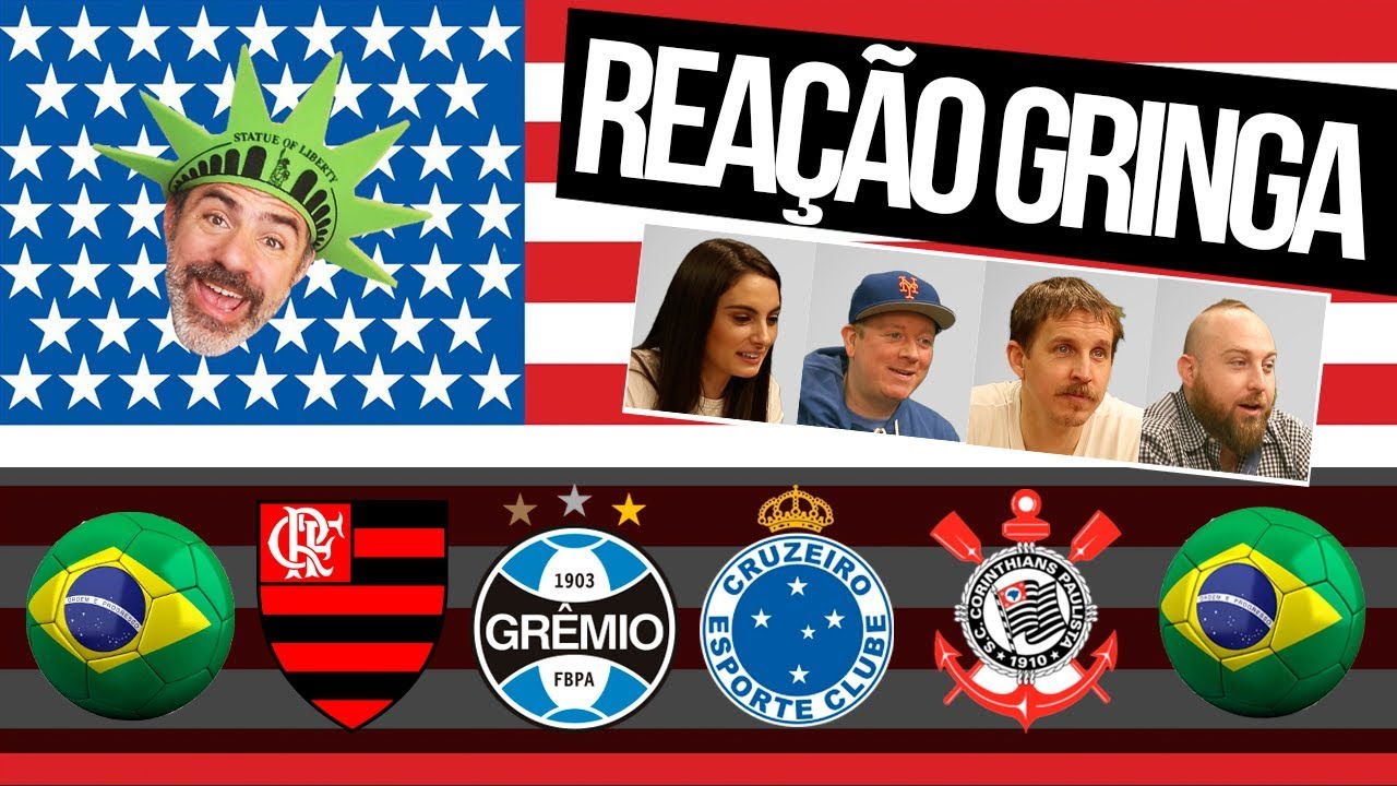 GRINGOS REAGEM AOS HINOS E ESCUDOS DOS TIMES DE FUTEBOL