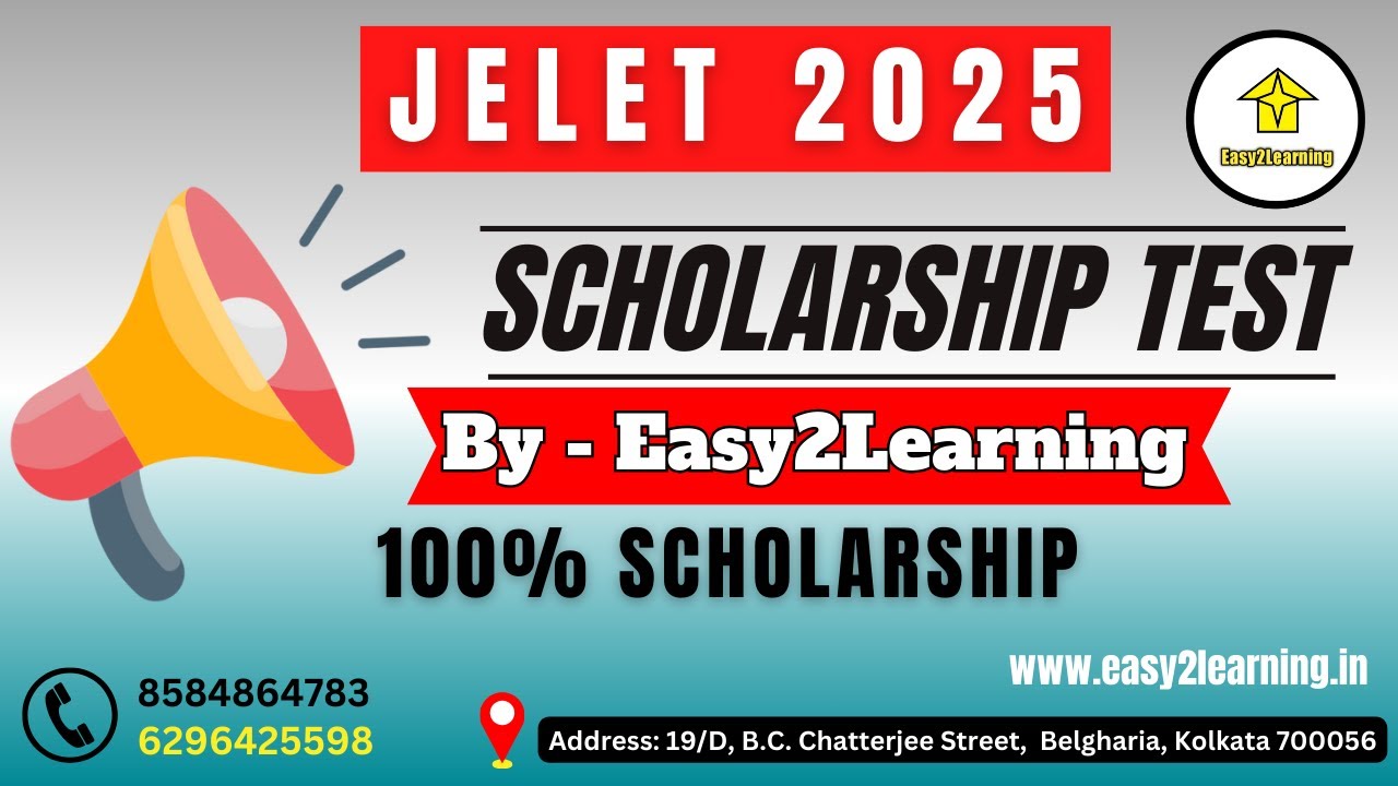 JELET 2025 Scholarship Test | 100% Scholarship | By Easy2Learning