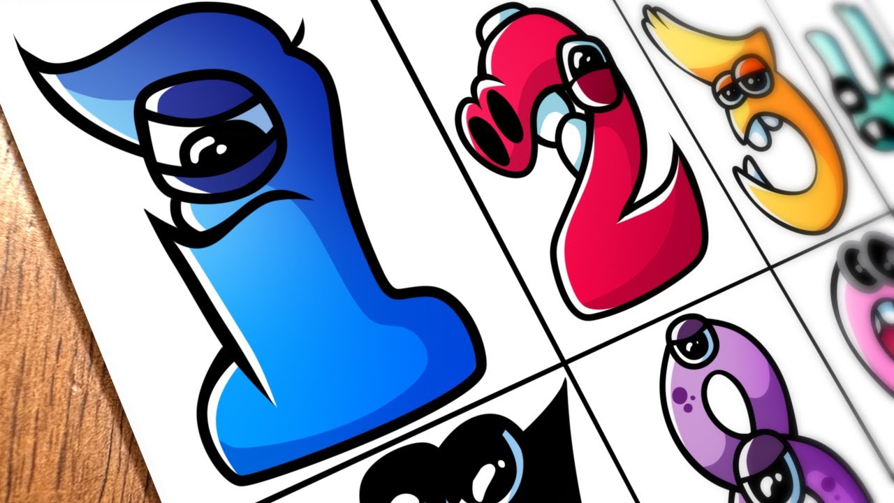 Drawing NEW Number Lore (1-9) Concept Art / How to draw Alphabet Lore 2