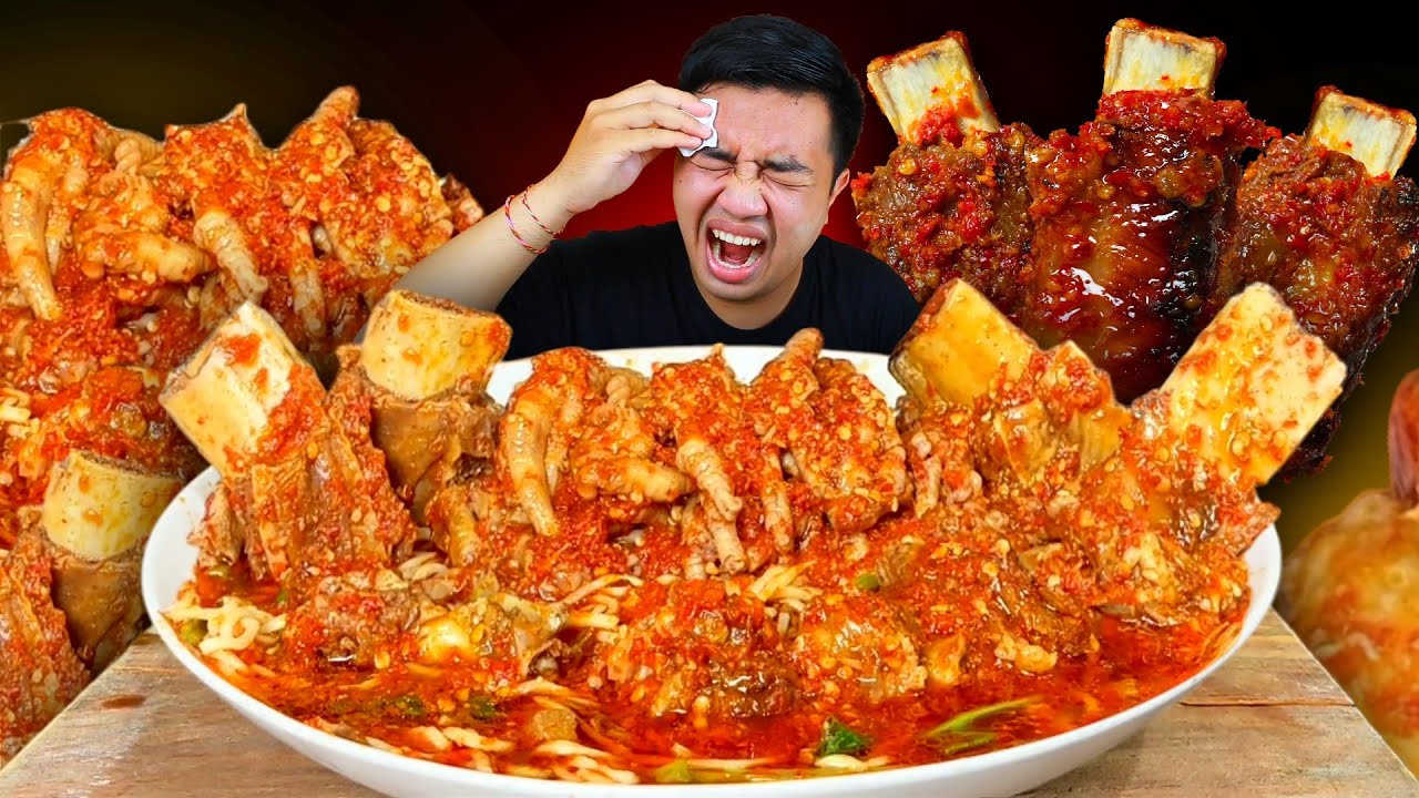MUKBANG MIE AYAM PEDAS SIRAM SAMBAL MERCON + CEKER EMPUK IGA MERCON TERPEDAS