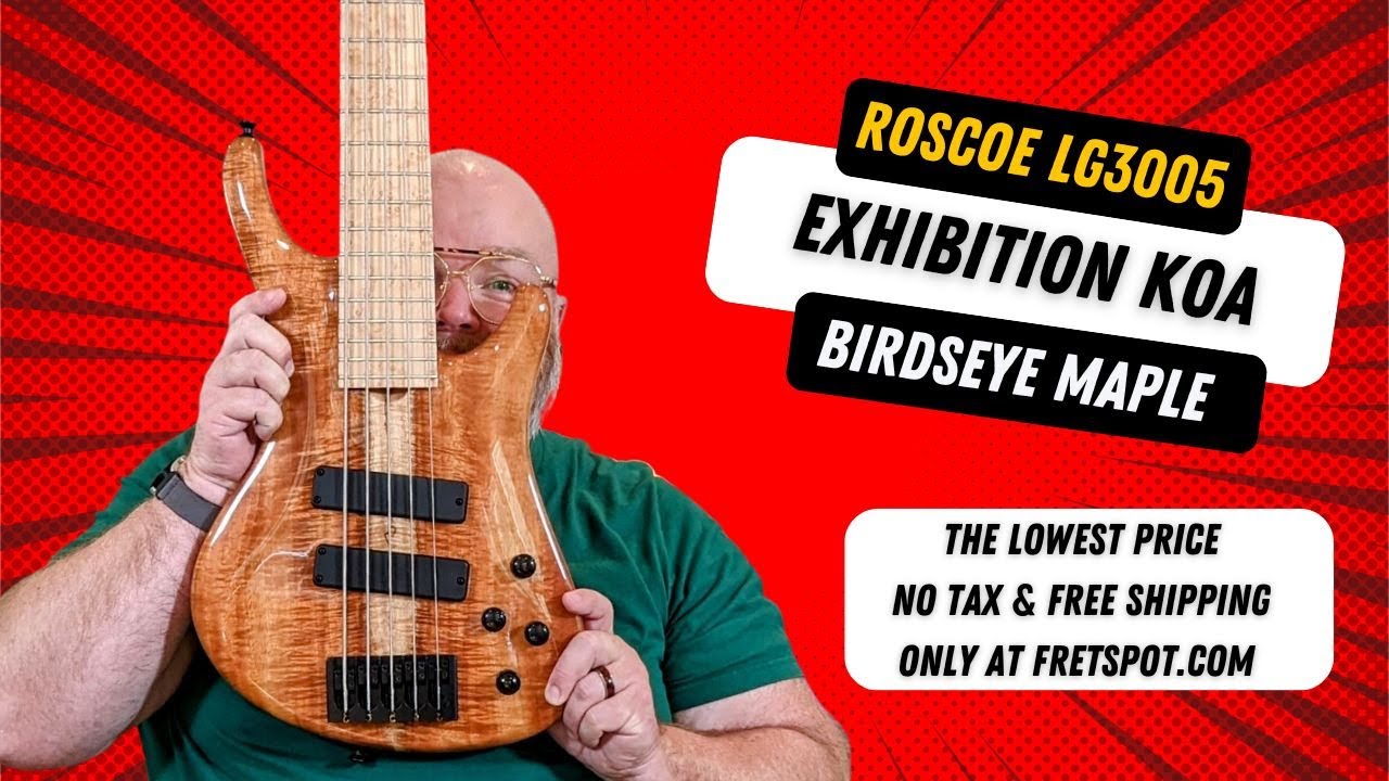 Roscoe LG3005: Exhibition Koa top, Birdseye Maple Fingerboard, Swamp Ash Body