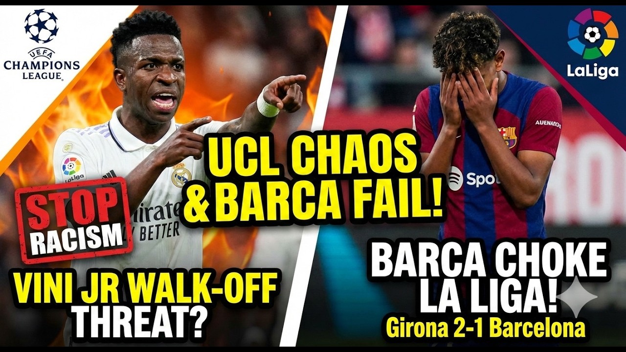 Vini Jr WALKS OFF? 🚨 Racism Scandal stops Real Madrid vs Benfica! + Barca Choke Title