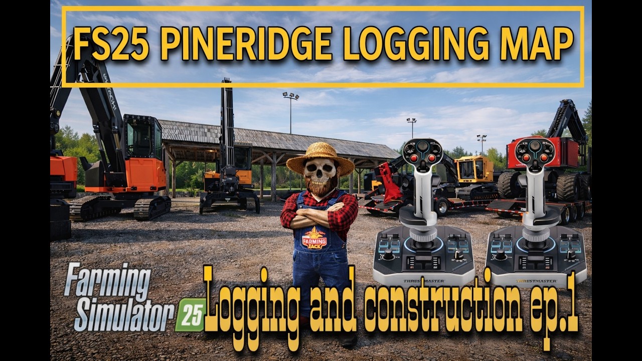 FS25 Pineridge Logging Map by FDR : Starting a Logging and Construction Project in Farming Simulator