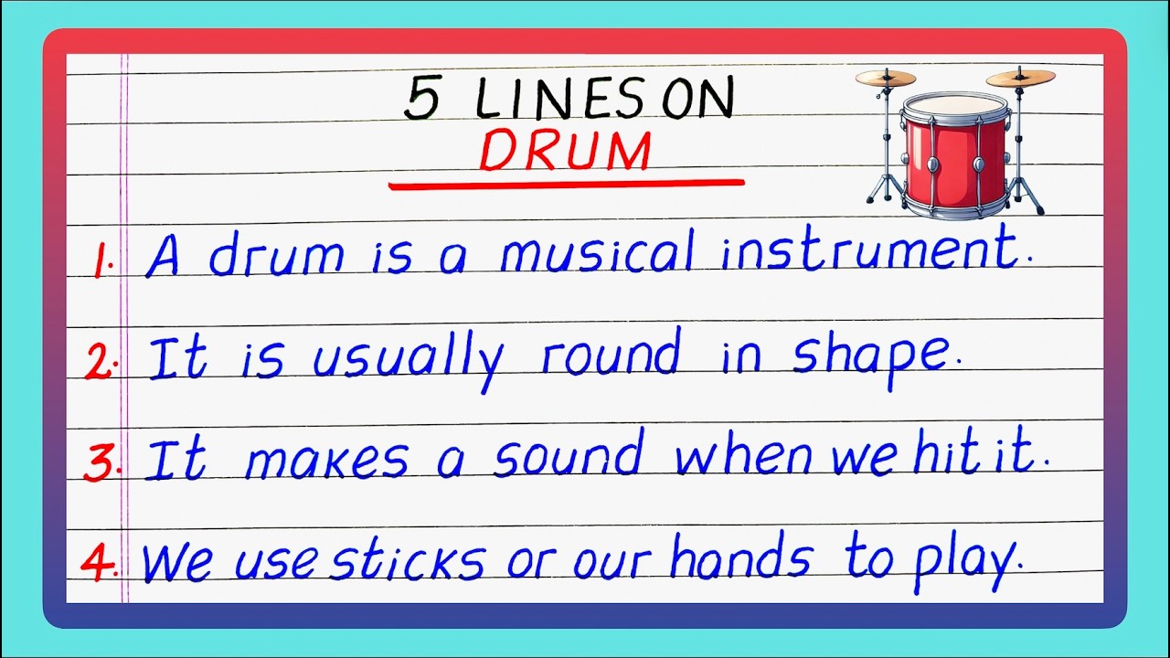 Five Lines on Drum | Few Lines on Drum | Write about Drum | Drums