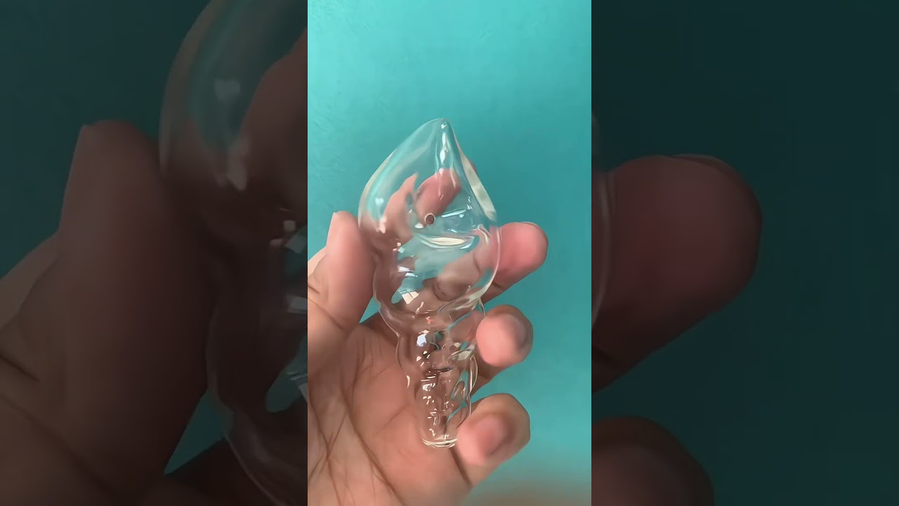 Clear Conch Shell Inspired Swirl Design Glass Hand Pipe #glassart