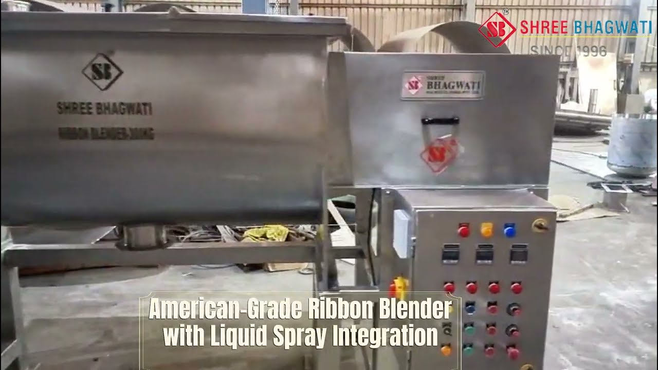 Precision Industrial Ribbon Blender with Integrated Liquid Spray System