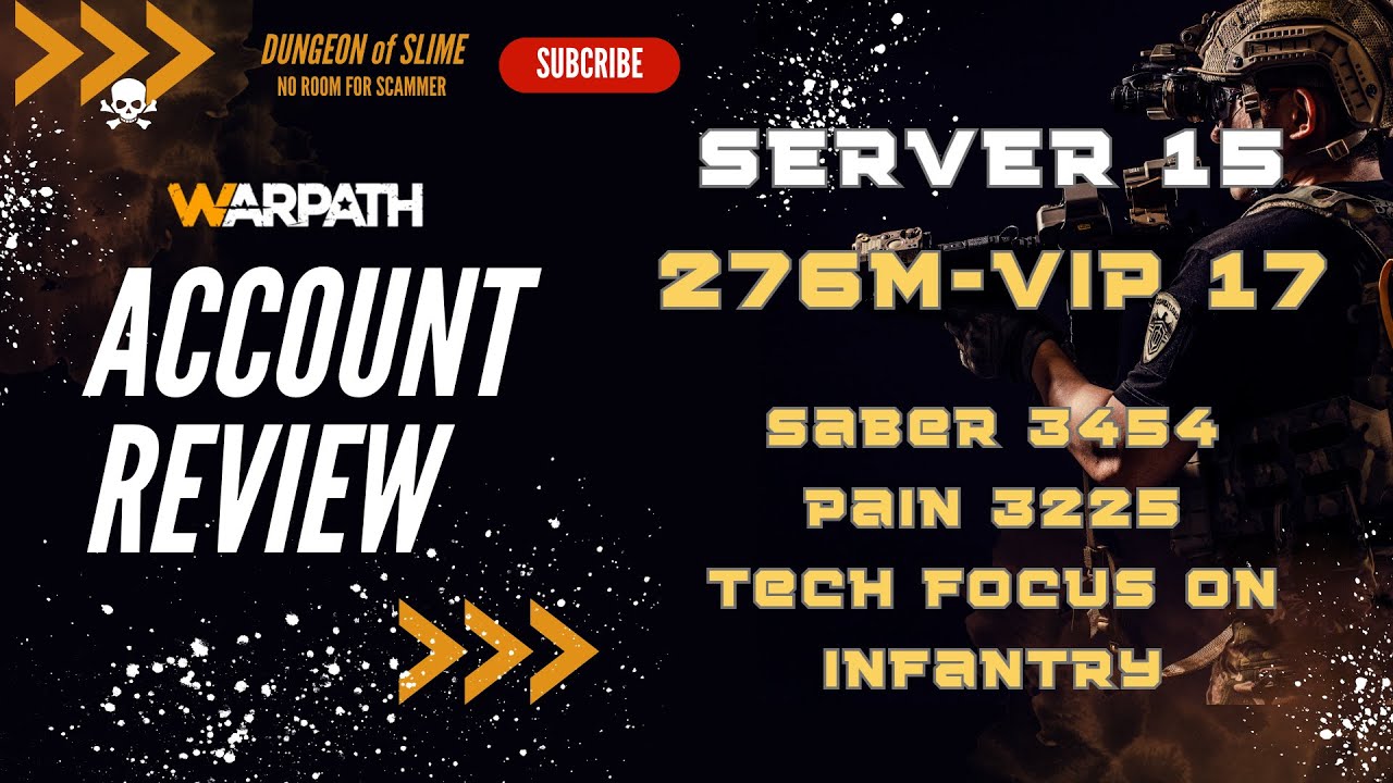 Server 15 - ATP 276m - VIP  17 - SABER 3454 - PAIN 3225 - TECH FOCUS ON INFANTRY