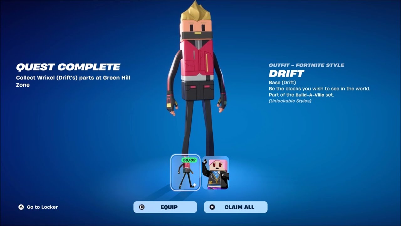 Collect Wrixel ( Drift's ) parts at Green Hill Zone in Fortnite C7S4 - ( All Locations Found )