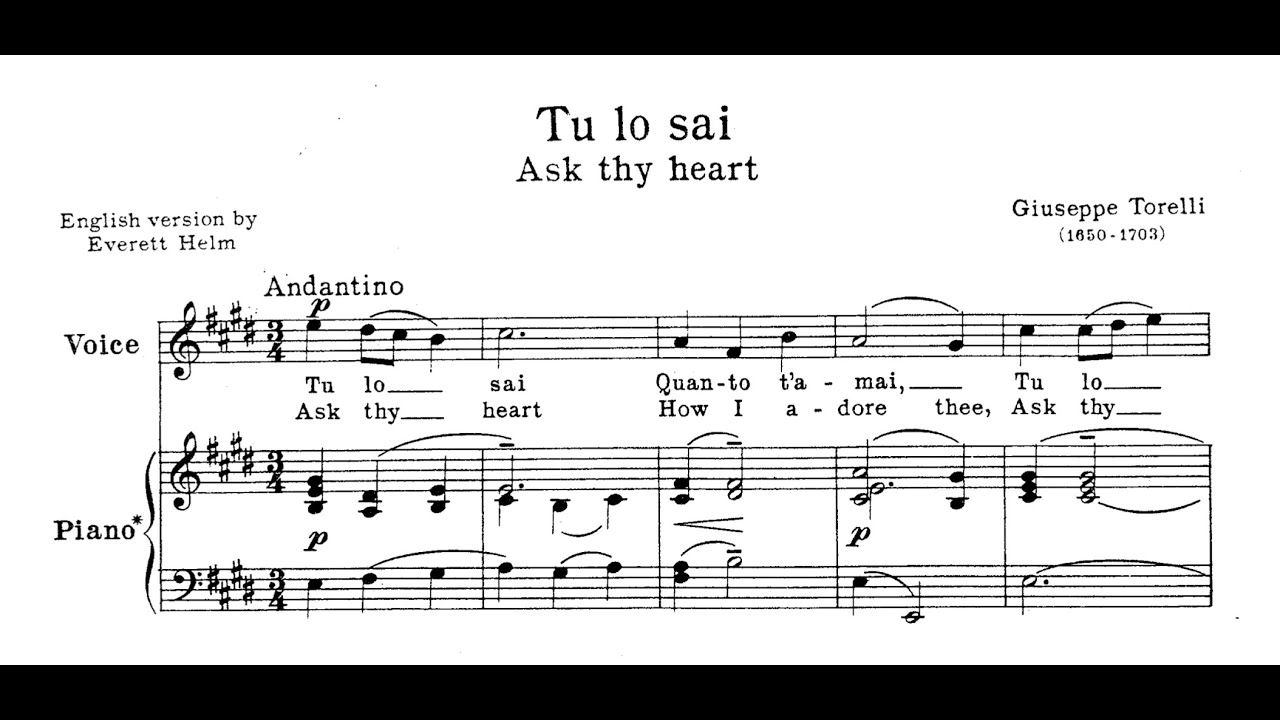 Tu lo sai (Giuseppe Torelli) - Piano Accompaniment in E Major