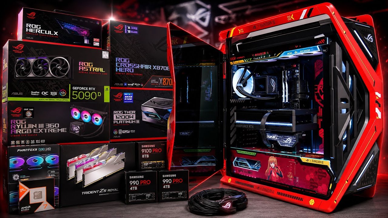 ULTIMATE ASUS ROG EVA GAMING PC BUILD🔥 RYZEN 7 9800X3D + RTX 5090D ASTRAL | X870E HERO | 4K Showcase