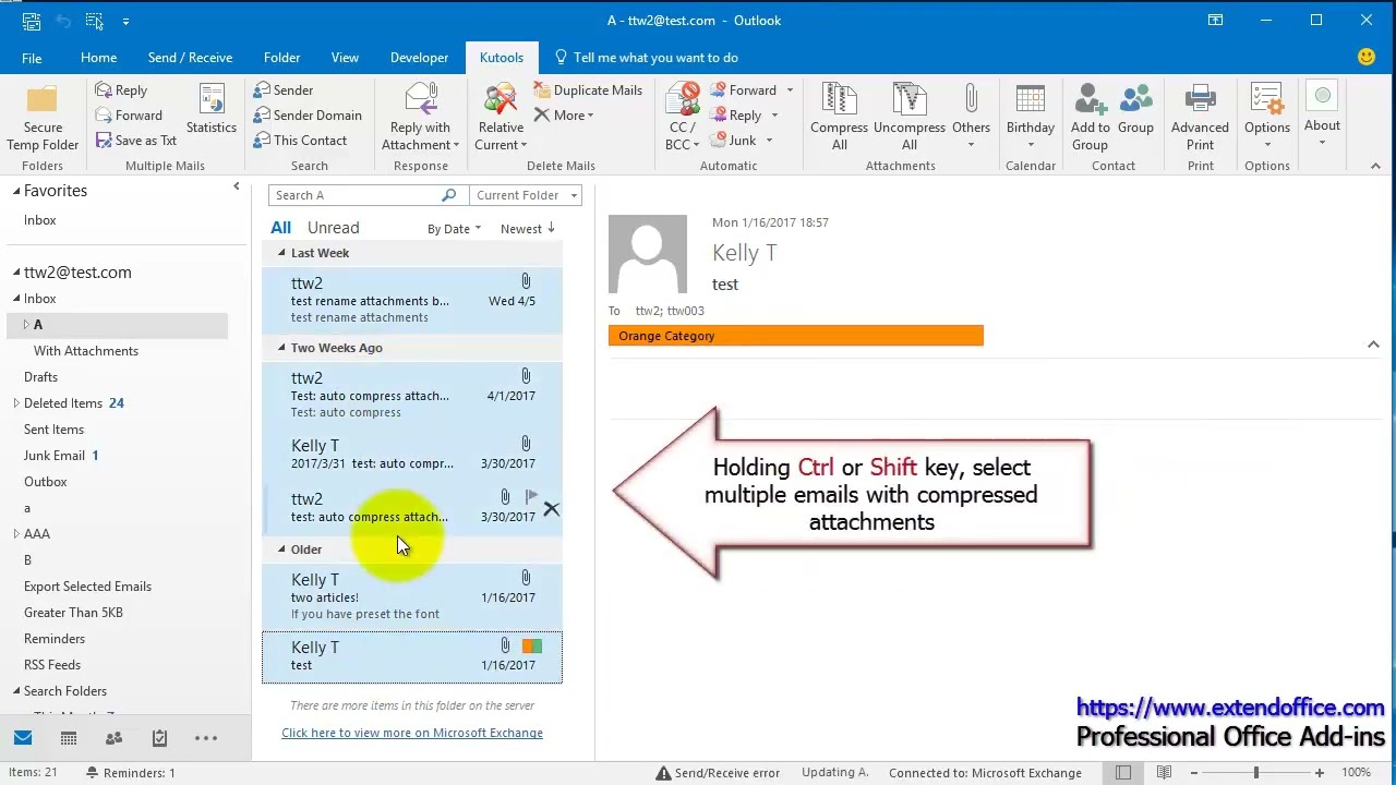 Compress and uncompress attachments in multiple emails