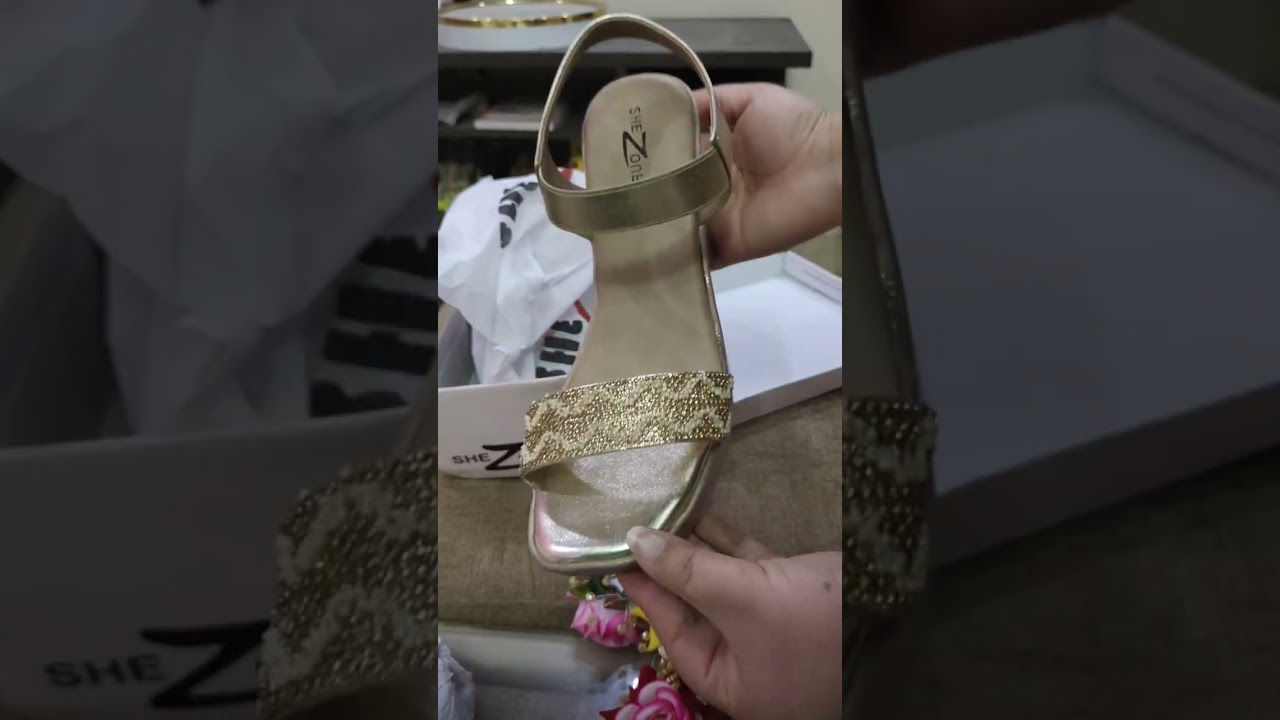 SheZone women heel sandal (Gold, size 7)