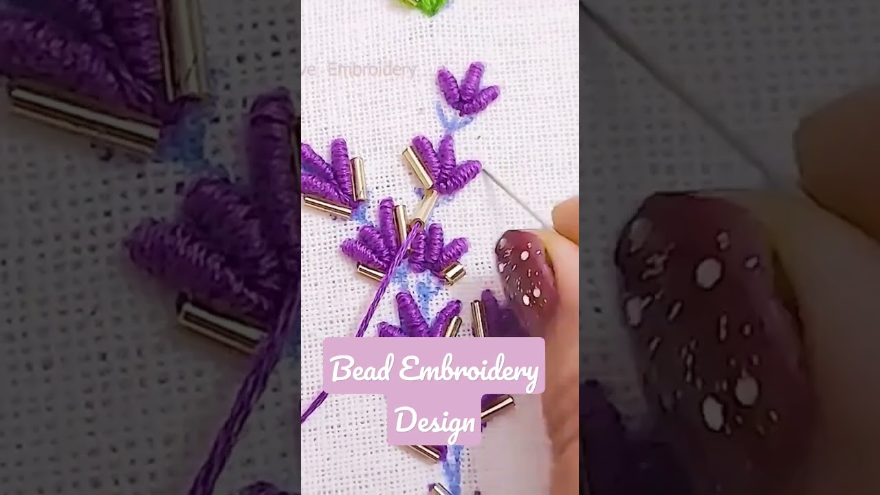 ✨&diams;Bullion Stitch Lavender Flower Embroidery with Bugle Bead Embroidery Basics #amazing #art #shorts