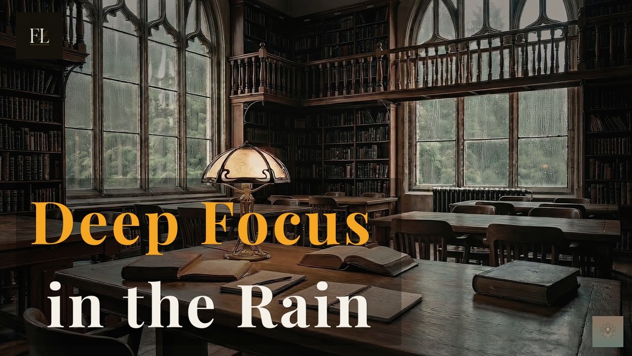 Relaxing Jazz in an Old Library 📚 Rainy Forest Ambience for Studying & Focus