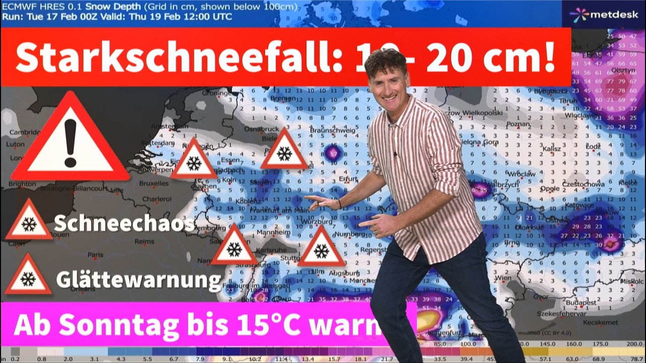 Die Großwetterlage kippt auf Frühlingsluft: 10 bis 18°C nächste Woche! Zuvor Schnee, 10 bis 20 cm