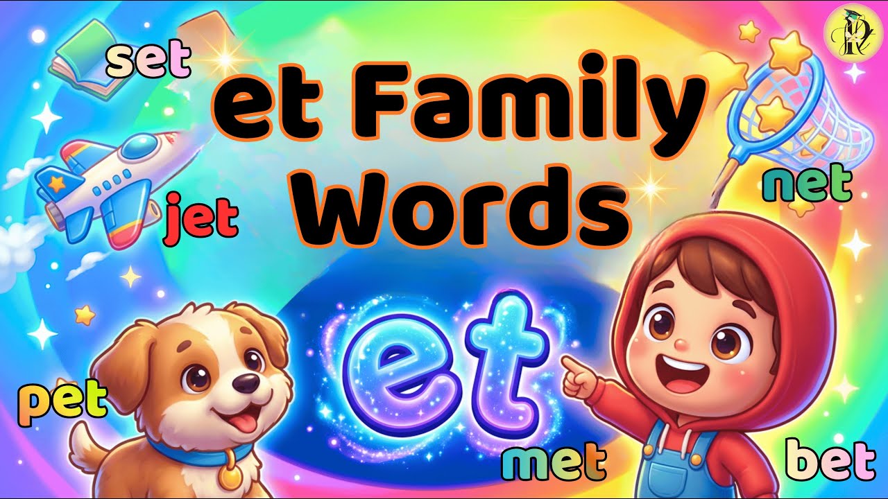 -et Family Words | Learn et Word Family for Kids | Phonics Reading Practice | bet, get, jet, let
