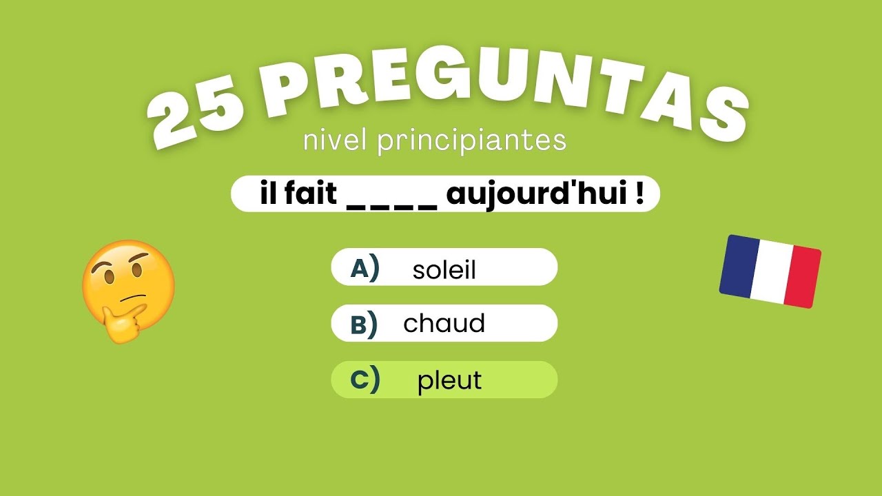 Test de FRANCÉS para principiantes 🇫🇷 I 25 preguntas