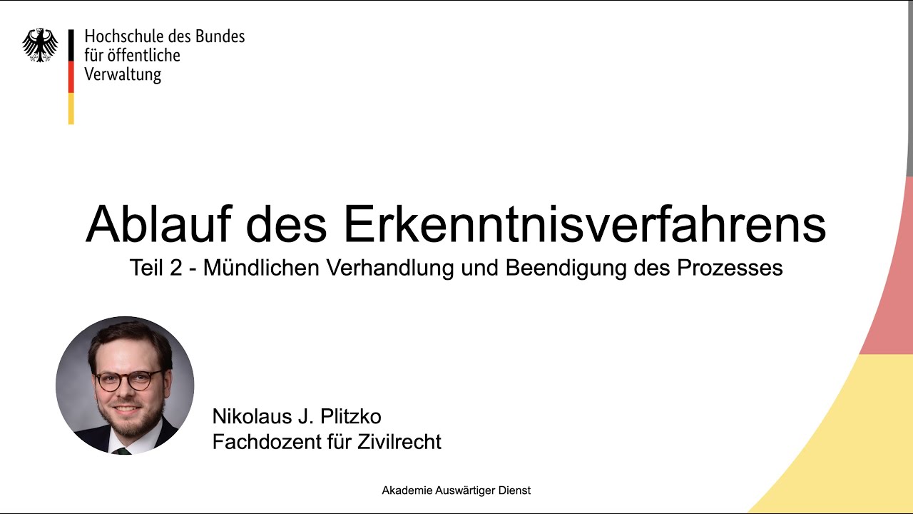 Ablauf des Erkenntnisverfahrens (ZPO) - Teil 2