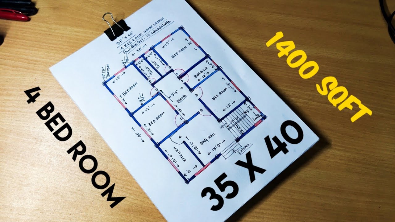 35 x 40 sqft house design II 1400 sqft ghar ka naksha II 35 x 40 house plan