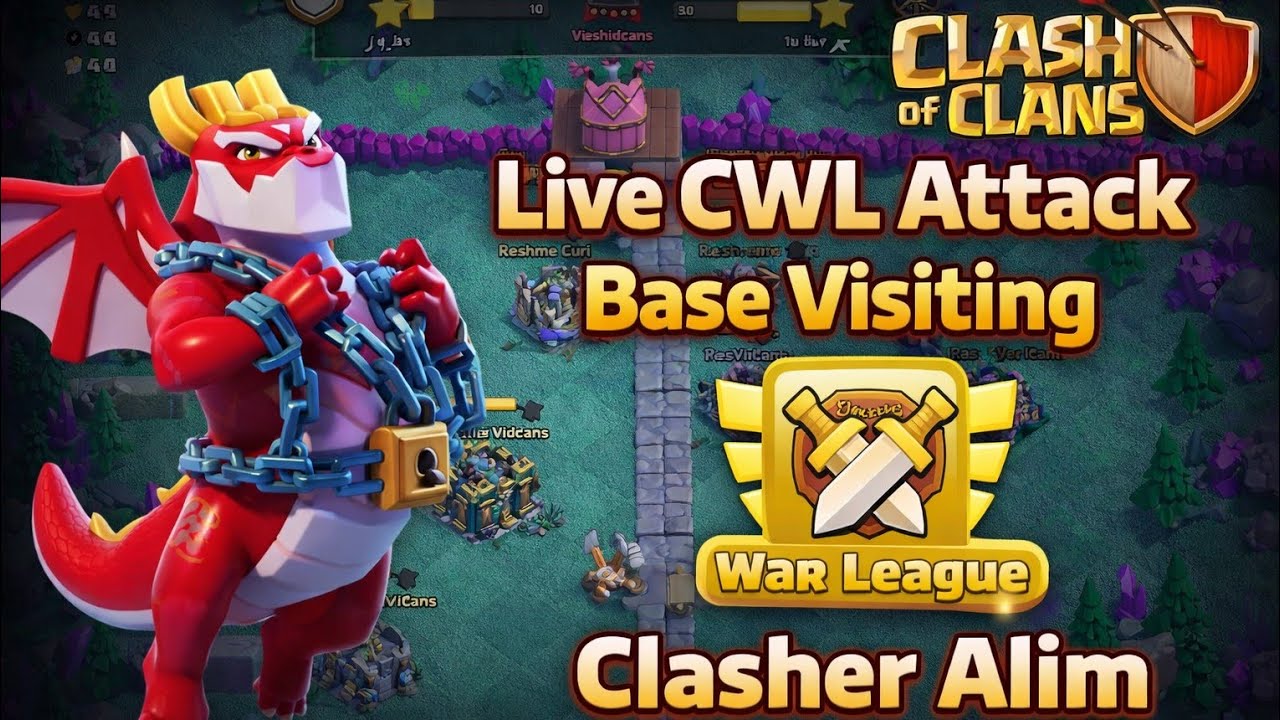 Live Cwl Attack Day 2 || Base Visiting (Clasher Alim)