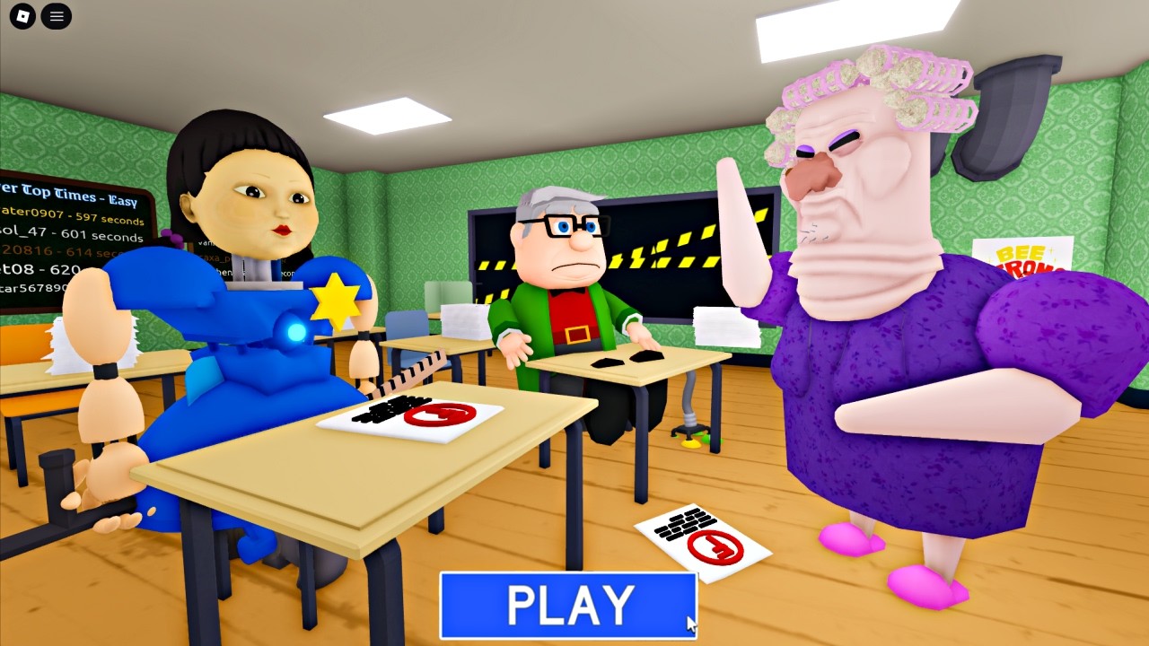 SEÑORITA ANI TRON Y ABUELO MALVADO GNOMO ABUELA GRUÑONA! GRAN ESCAPE ESCOLAR Nuevo Obby