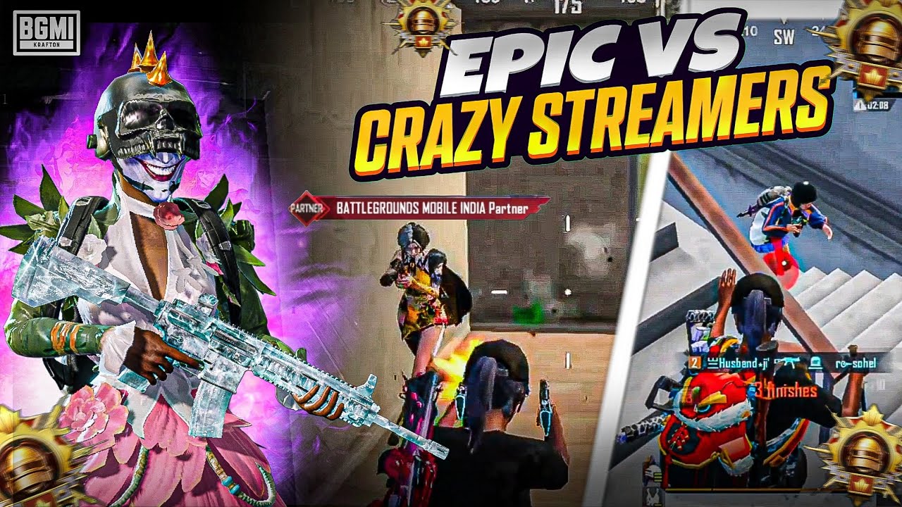 EPIC VS CRAZY STREAMERS || 1V4 CLUTCHES IN CONQUEROR LOBBY | #bgmi #pubg #clutch #streamer 