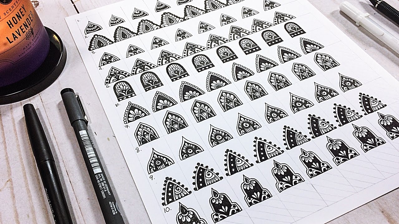 10 Mandala Petal Designs Practice Sheet Tutorial