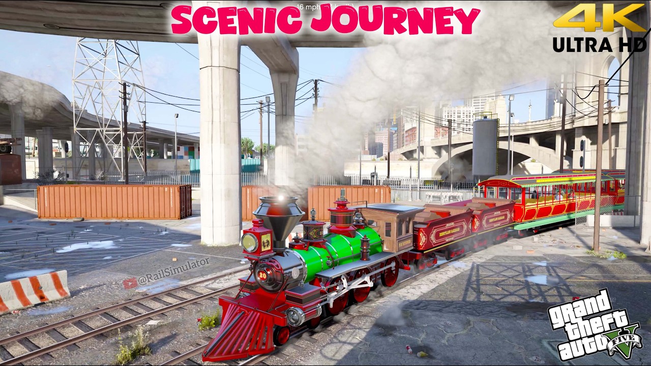 Scenic Disneyland Toy Train Ride Through East Los Santos – GTA 5 Ultra Graphics