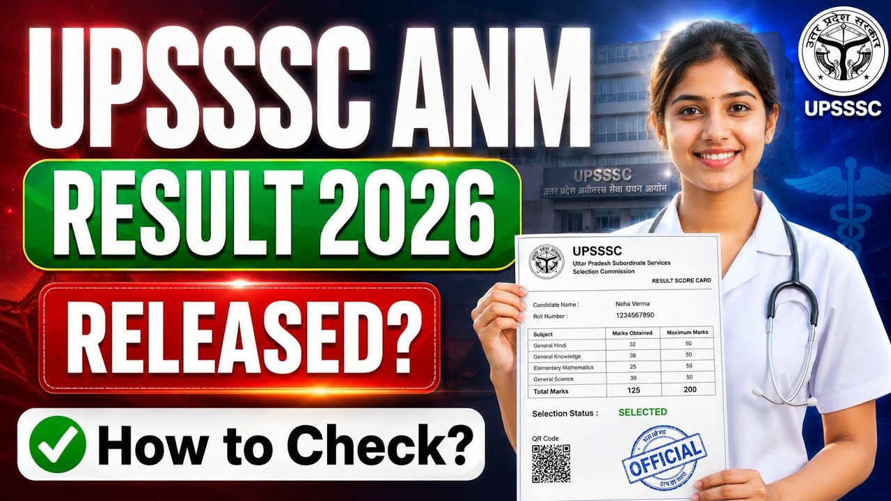 upsssc anm result 2026 | up anm exam result 2026 