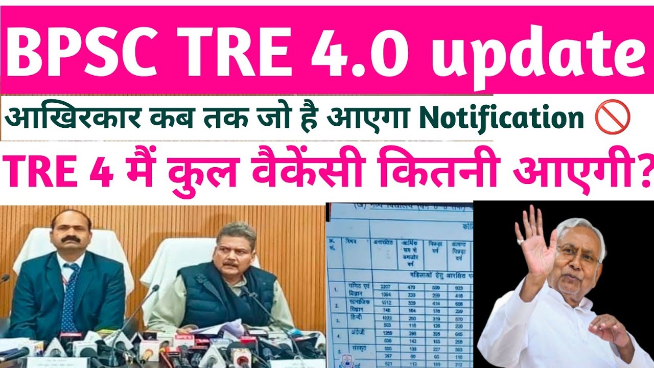 BPSC TRE 4.0 vacancy| BPSC TRE 4 latest news| BPSC TRE 4 news| bpsc tre 4 notification release 15feb