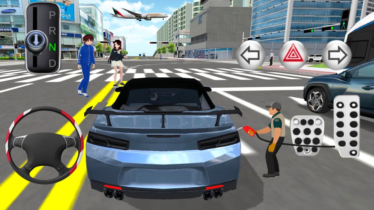 🚗Sharp Turns & Perfect Parking! Camaro in 3D Driving Class Car wash💦