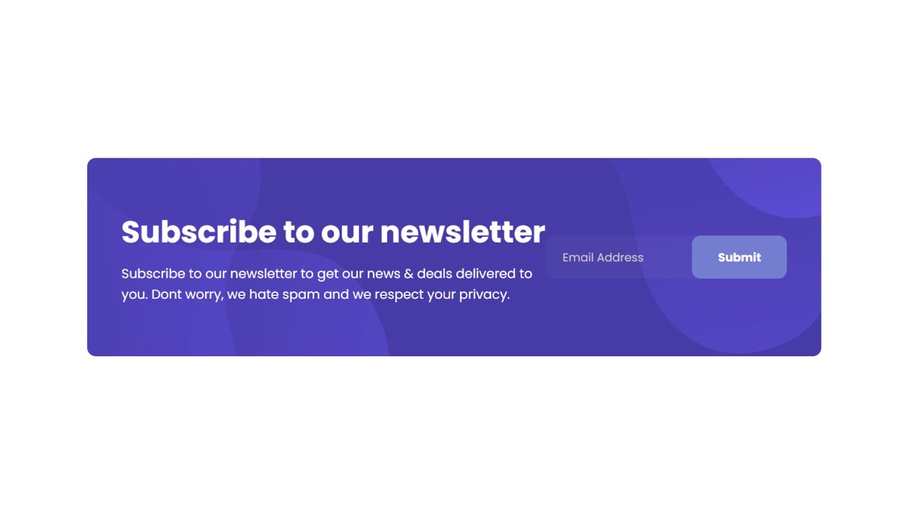 Awesome Newsletter create Only HTML CSS & Responsive | HTML CSS Newsletter Responsive @raselcoder