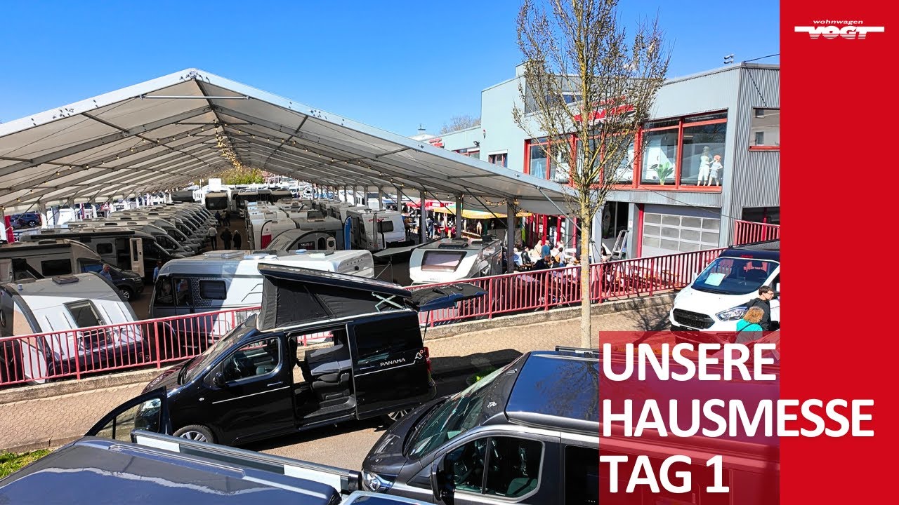 Camping-Hausmesse mit 300 Fahrzeugen - sonniger Freitag, viele Gäste, noch bis Sonntag! 😎