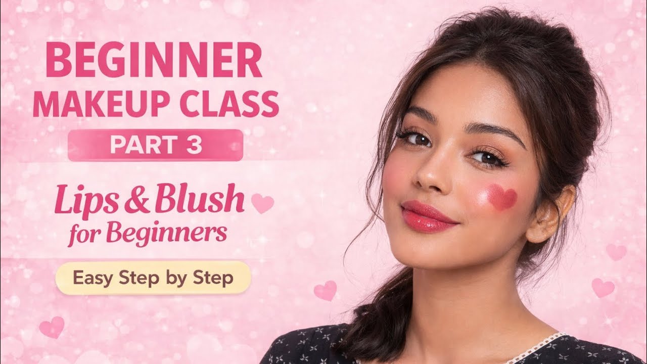 💄 Beginner Makeup Class – Part 3 | Lips & Blush for Beginners | Easy Step by Step#makeup#beginners