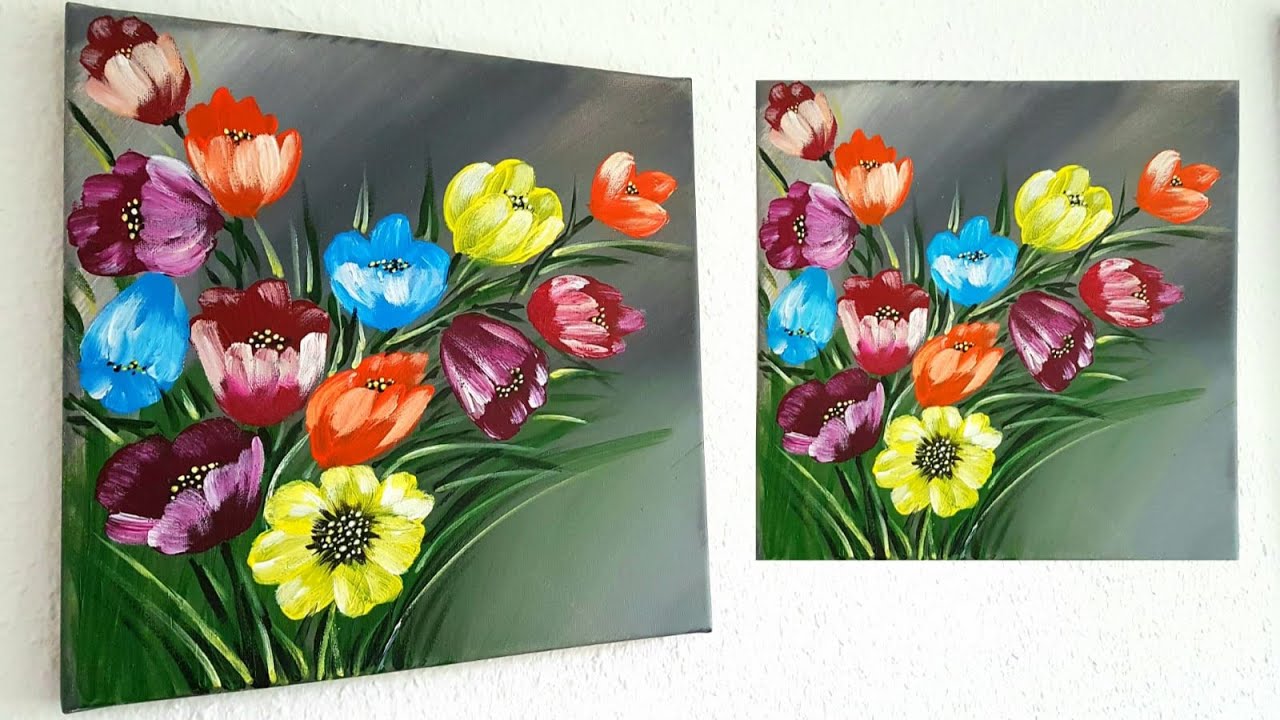 Blumen Farbenfroh Malen Acryl für Anfänger - Flowers Colorful Acrylic Painting for Beginners