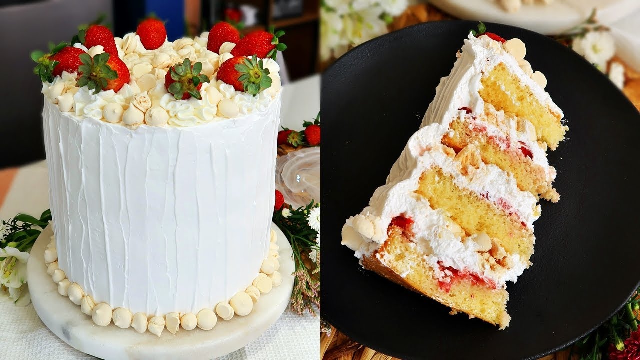BOLO DE MORANGO COM SUSPIRO | IGUAL DAS DOCERIAS FAMOSAS | BOLO DE VITRINE