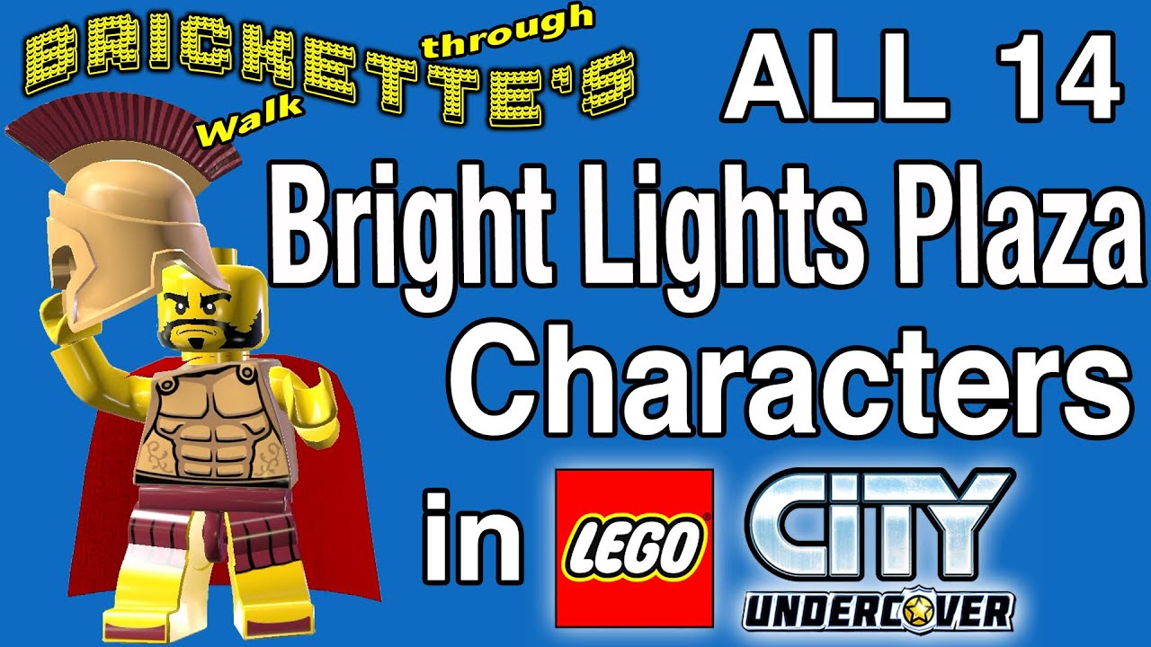 All 14 Bright Lights Plaza Characters and a Police Shield / Mario Super Star in LEGO City Undercover