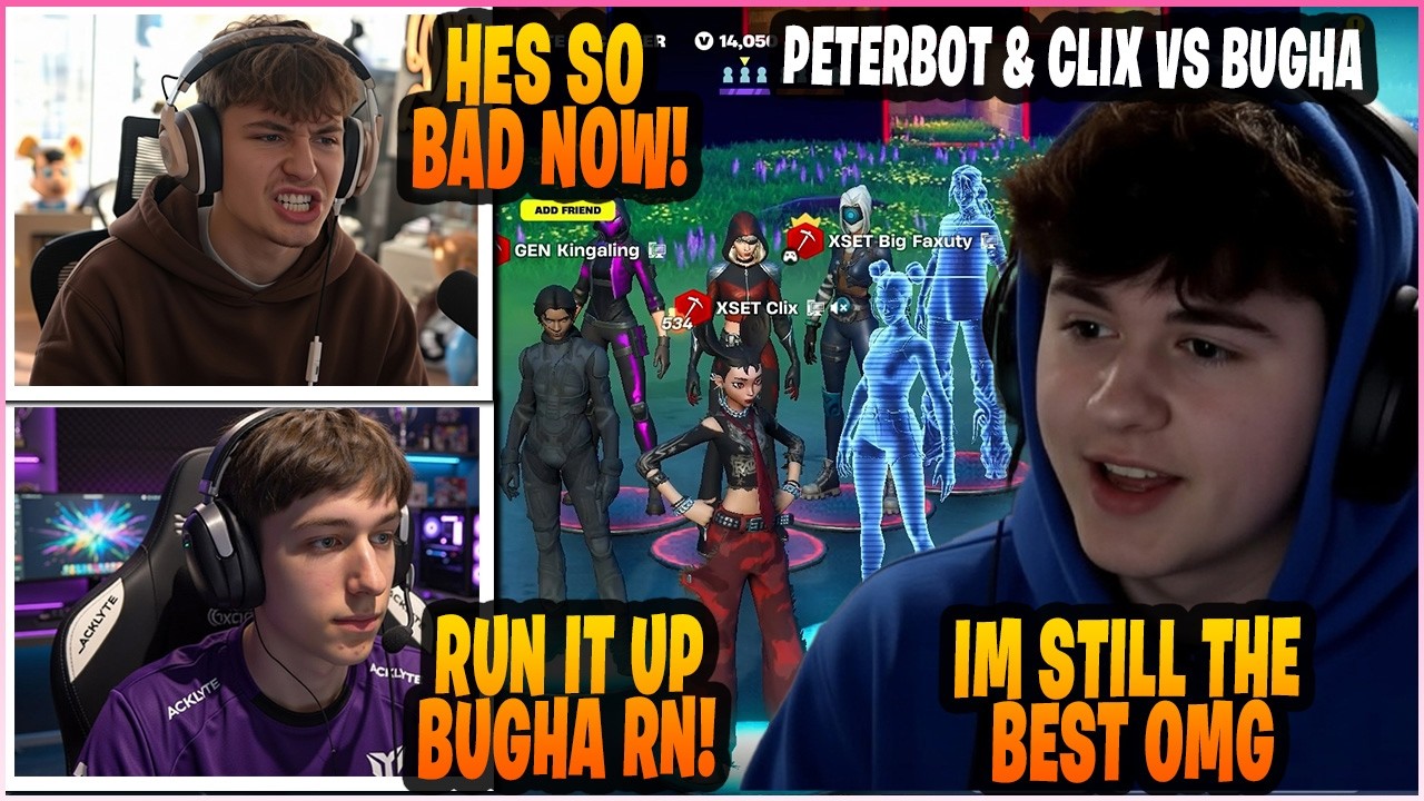 PETERBOT & CLIX UNSTOPPABLE Against BUGHA & His GOD Trio in 3v3 WAGER! (Fortnite Moments)