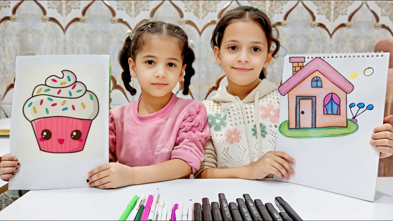 تحدي الرسم بين درة وميرا 🎨منو الأفضل😍 مضحك