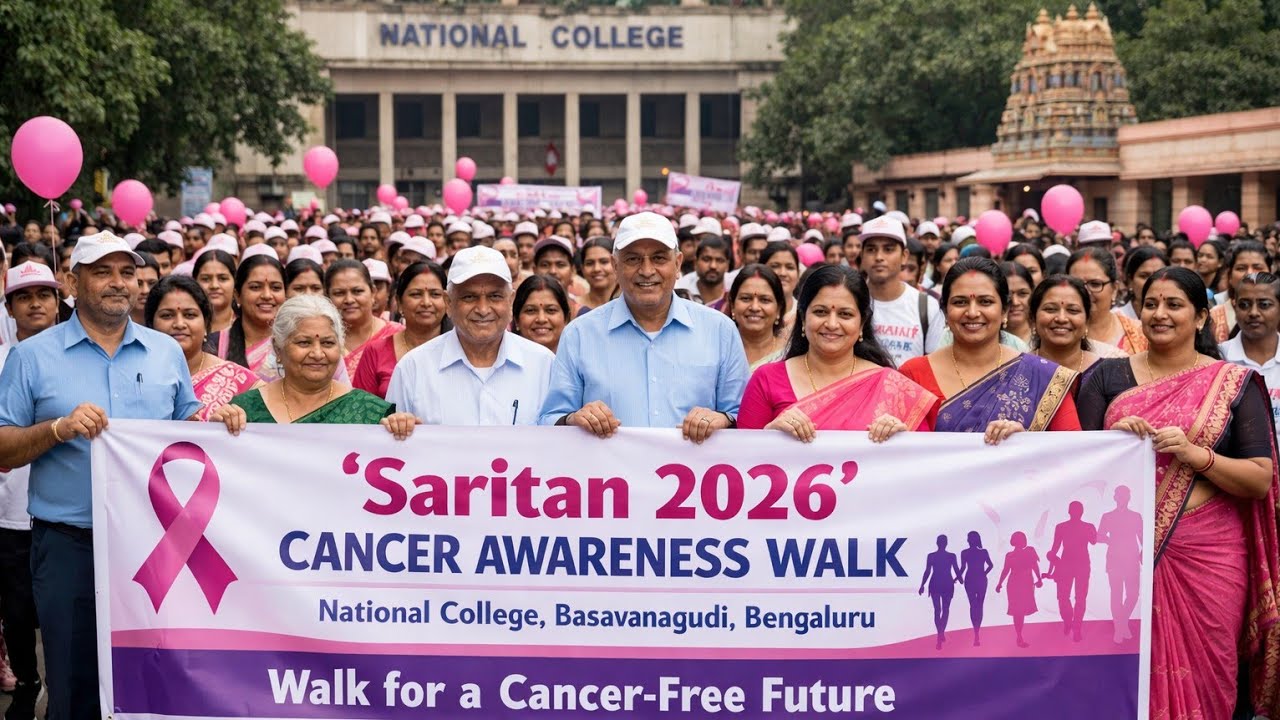 ಸಾಗರ್ ಚಂದ್ರಮ್ಮ ಆಸ್ಪತ್ರೆ ನೇತೃತ್ವದಲ್ಲಿ ಬಸವನಗುಡಿಯಲ್ಲಿ ‘ಸಾರಿತಾನ್ 2026’ ಕ್ಯಾನ್ಸರ್ ಅರಿವು ನಡಿಗೆ