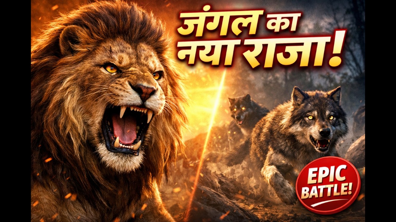 “Final War in Jungle ⚔️ | आर्यन की दहाड़ से कांपे भेड़िये | Lion vs Wolves #cartoon #epicbattle