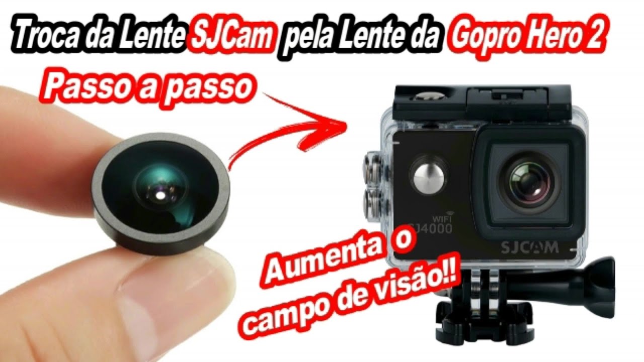 Como trocar a Lente da Câmera Sj4000 pela Lente Gopro Hero 2 passo a passo