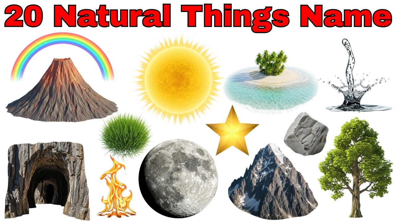20 Natural Things Name for Kids 🌍 | Nature Things in Hindi & English With Pictures | Kids Learning