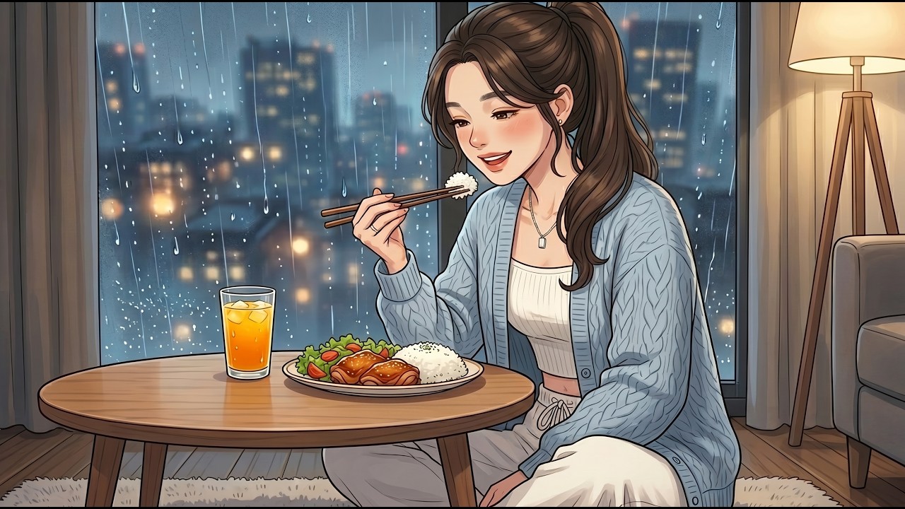 A Rainy Day in a Cozy Apartment 🌧️Cooking, Relaxing, Skincare & Sleep Routine | Ghibli style ASMR