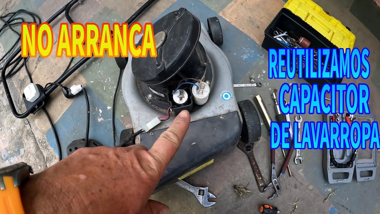maquina de cortar pasto no arranca, capacitor  quemado