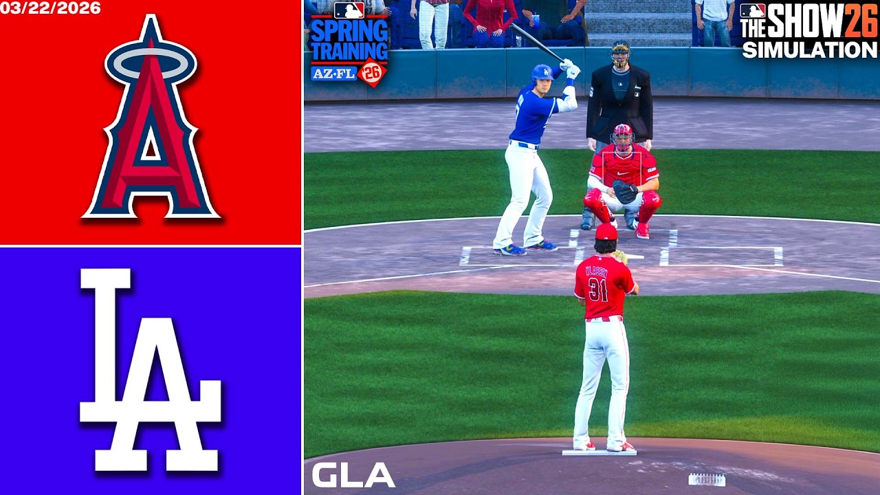 Dodgers vs. Angels Simulation | 3/22/26 Spring Training | MLB The Show 26 PS5 Gameplay