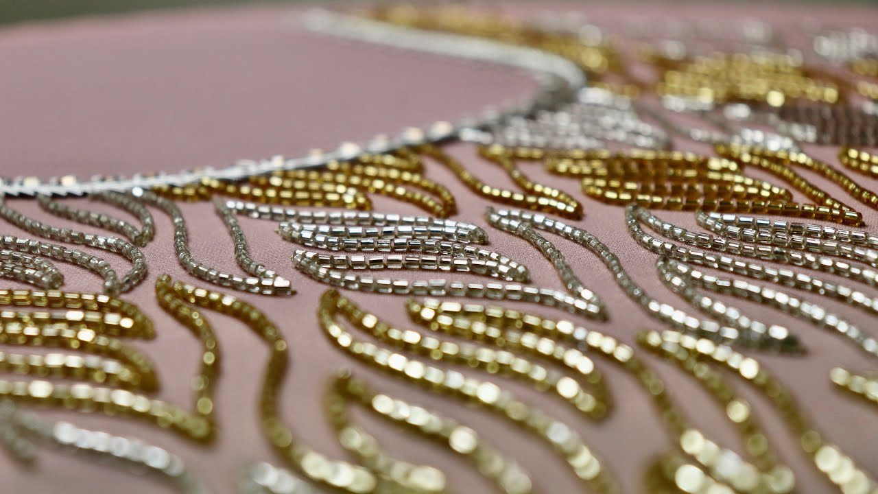 Easy cutdana beads embroidery