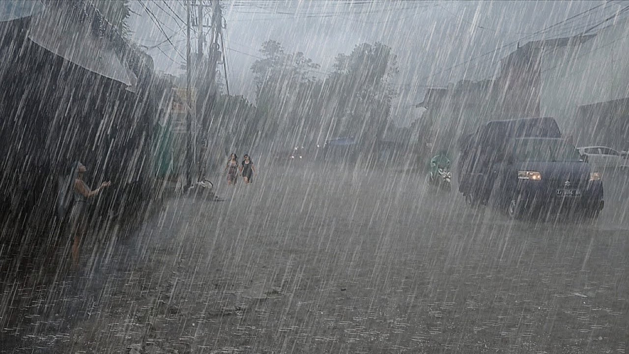 The biggest rainstorm in history in a village in the world, a storm of strong winds and lightning